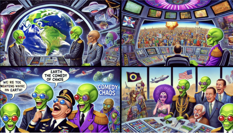 Aliens, Kim Jong-Un, Putin, Trump-Biden Drama, and the War of Stupidity: “Earth’s Galactic Comedy of Errors in 2024